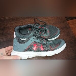 Under Armour Kids' Gray and Red Sneakers 6.5Y